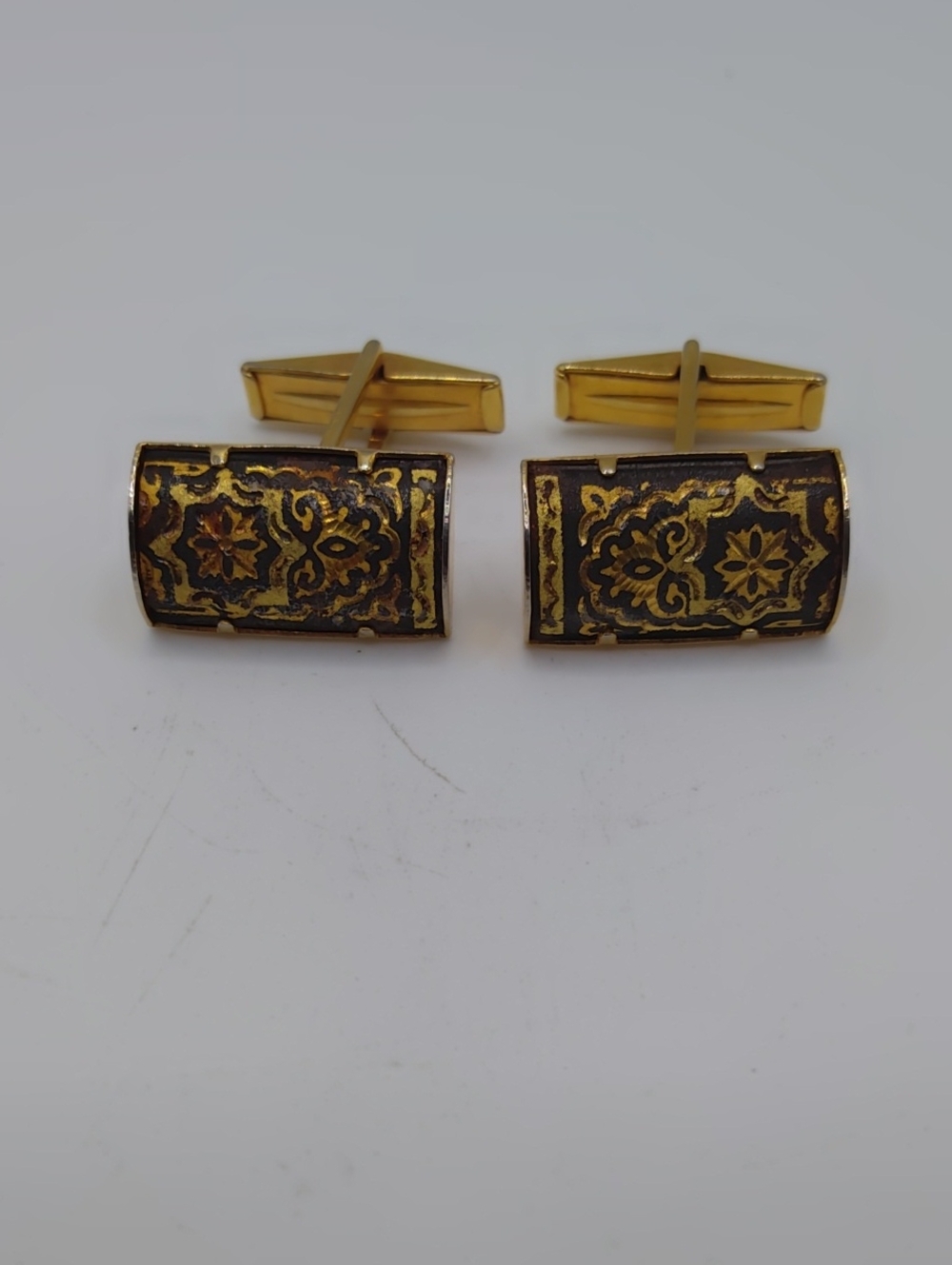 Damascene Rectangular Cufflinks Vintage